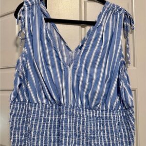 Old Navy Blue and White Striped Tank Top
